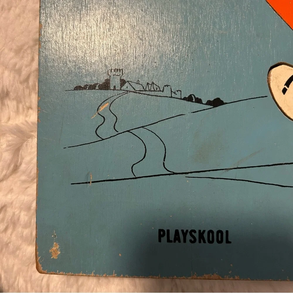 Playskool Vintage Kids Puzzle Set Panda Bear & Boy Ride a Cockhorse Horse Kid